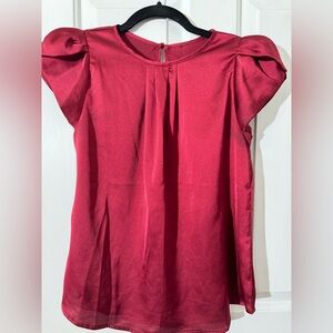 Burgundy tulip sleeve blouse